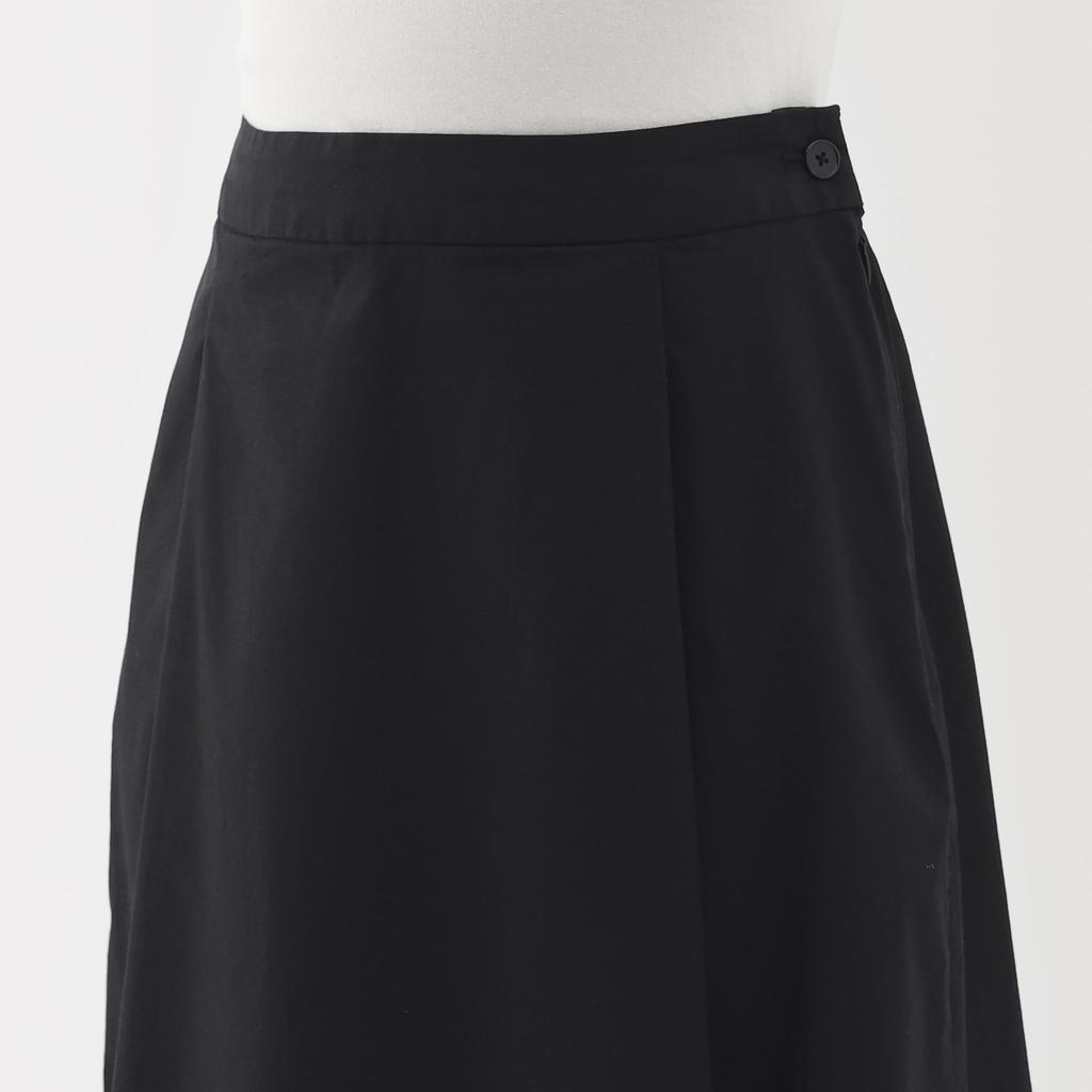 MUJI Women's Quick-Drying Broad Flare Skirt, Black, Size M, BE1VAA5S