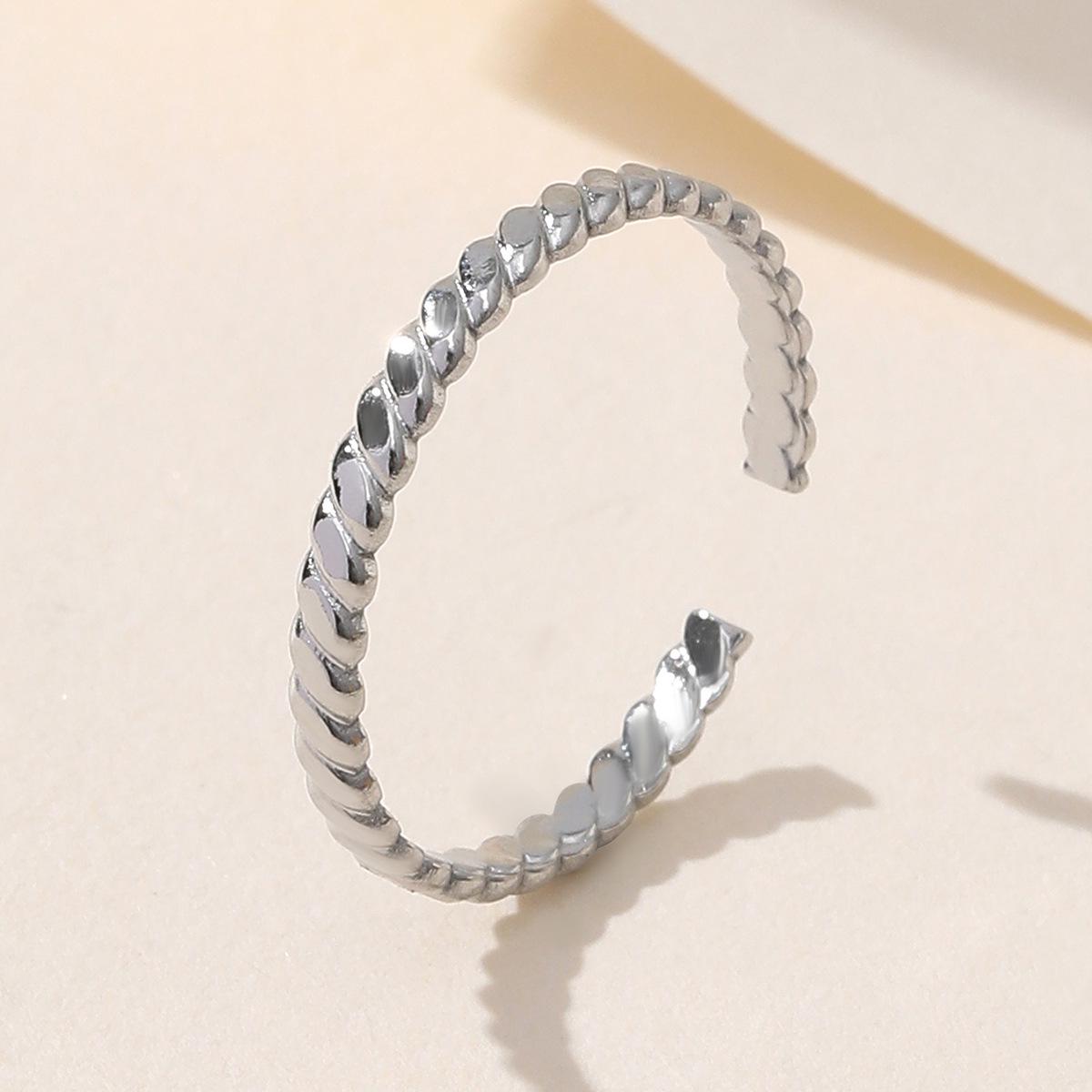 Indifferent Style Twisted Cable Knit Adjustable Open Ring for Women - Internet Celebrity Stacking Style.