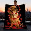 1pc Heart Dog Print Outdoor Flannel Blanket , Machine Washable Perfect Gift for Birthday , Holiday Travel Accessory , Durable Material