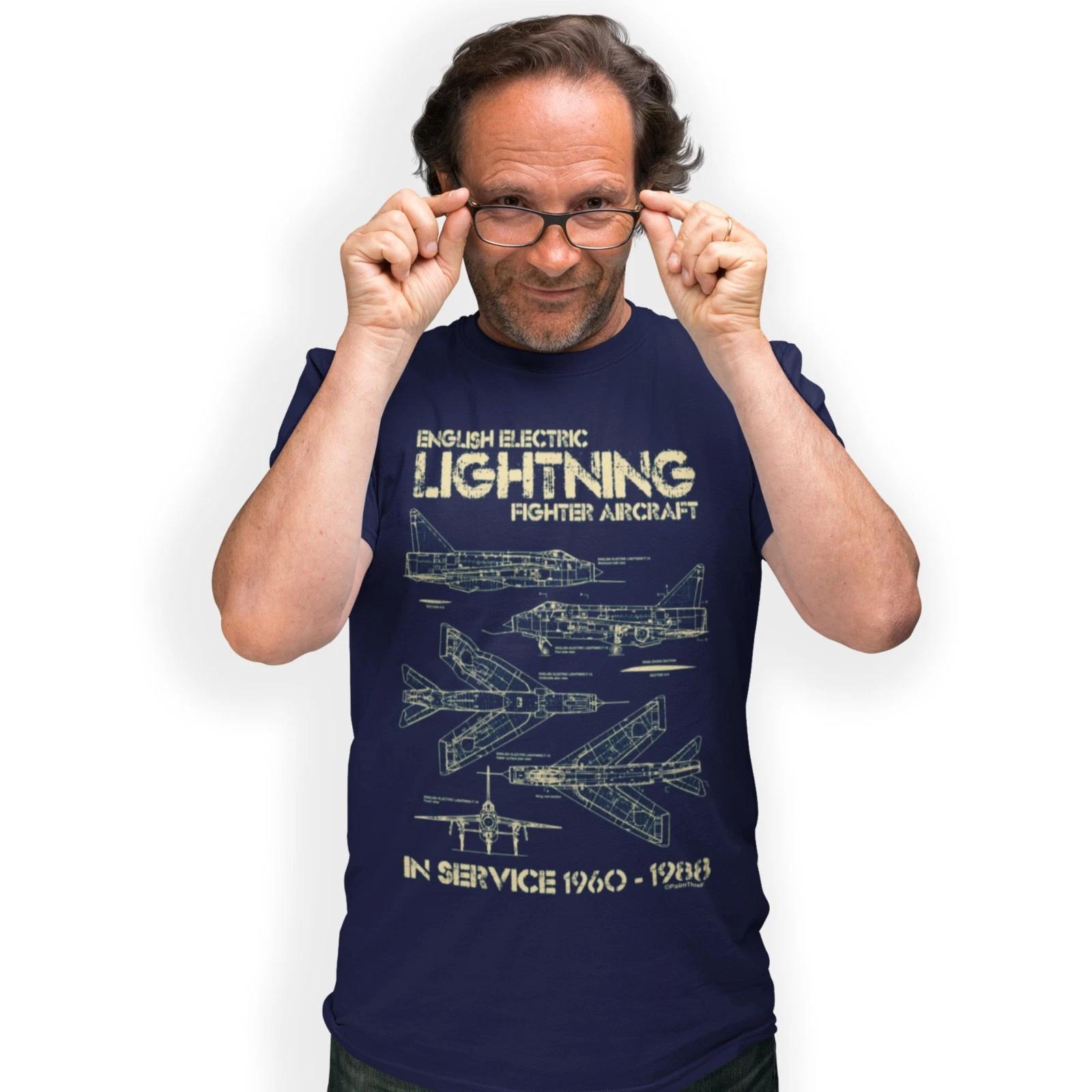 English Electric Lightning Blueprint T-Shirt Classic Fighter Jet Size S - 5XL L