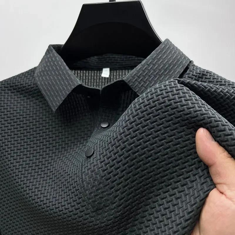 STORN Zomer Nieuw Heren T-shirt met Korte Mouwen IJszijde Koel en Ademend POLO Shirt Business Casual Zweetabsorberend Top 8XL 5XL grijs