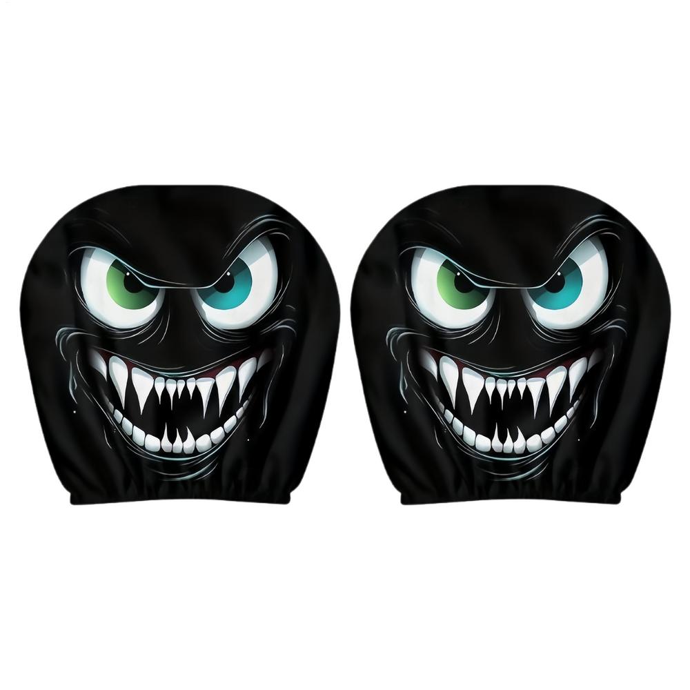 Funny Big Eyes Headrest Covers 2PCS Halloween Auto Accessories Gift For Car Party Decoration, Driver Passenger for Women Men