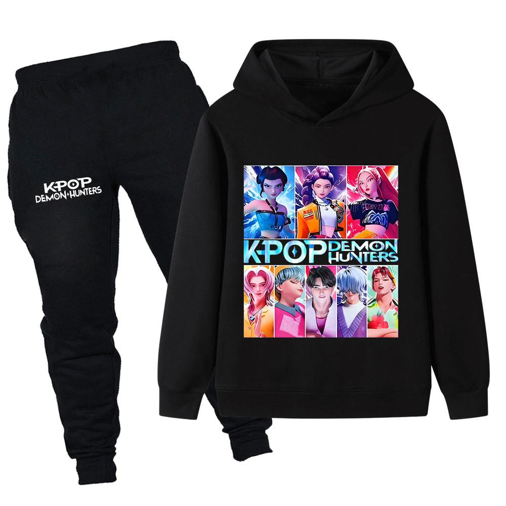 PB1230 Kinder Jungen Mädchen Kpop Mira Zoey Rumi Sajaboys Print Langarm Kapuzenpullover Hose Hosen Kleidung Sets