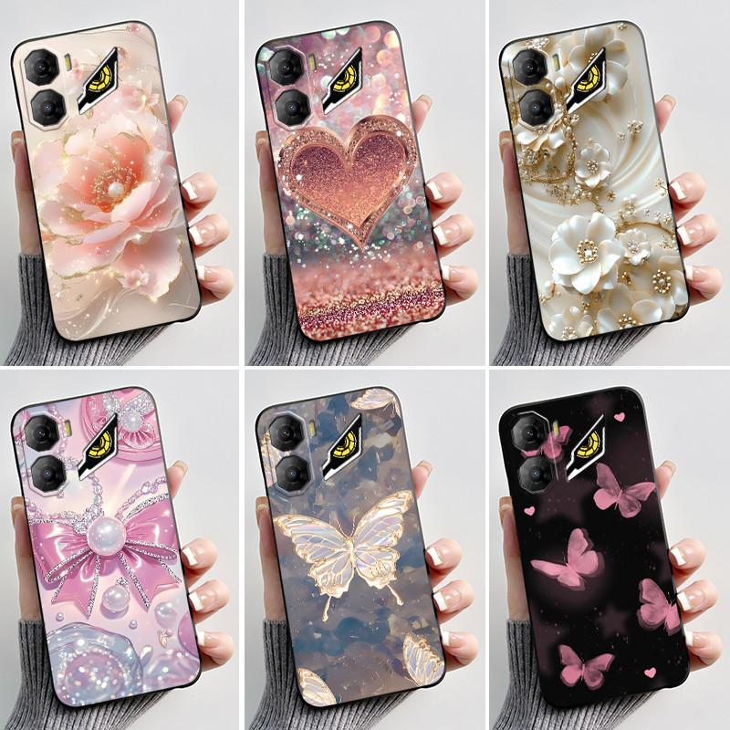 Custodia per Stampa per ZTE Nubia Neo 3 5G Fundas Capa Guscio Nero in Silicone Morbido Copertura ZTE Nubia Neo 3 GT Carina Custodia con Fiore e Cartone Animato