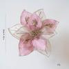 Fabric Plastic Christmas Artificial Flowers 25CM Glitter Fake Flower  Christmas Decor