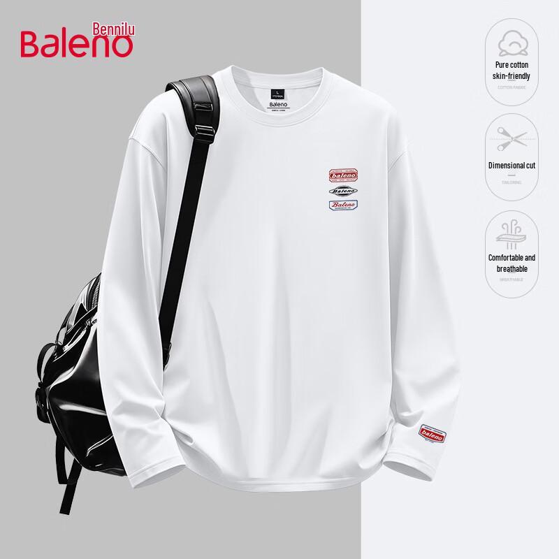 Baleno Men's American Style Heavyweight Pure Cotton Long Sleeve T-Shirt