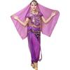 Cosplay Halloween Aladdin pantaloni costume tipo danza del ventre set da 4 pezzi Jasmine outfit stile Aladdin viola
