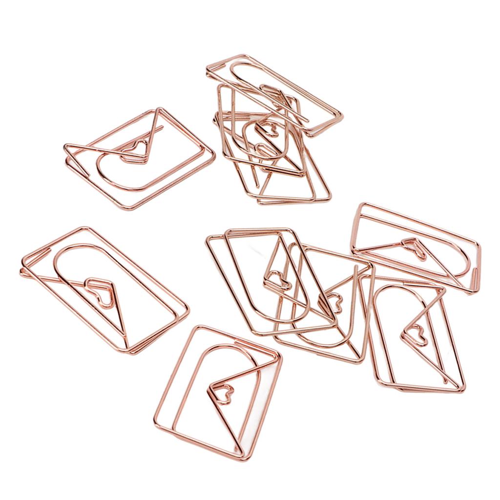 100PCS Paper Clips Portable Mini Cute Shape Electroplated Rose Gold Metal Paper Clip for Office Homes Envelope