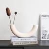 1Pcs Enchanting Crescent Moon Vase Creative Design Ornaments Simple Plastic White Eco-Friendly Vase Home Decoration New