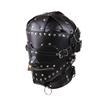 BDSM  Slave Fetish Sex Toys Adult Products Face Mask Headgear Leather Scattered Bronze Lock
