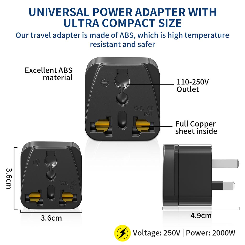 Xiaomi 3PCS Universal Travel Adapter US CA UK EU to AU Australia Plug Converter Electrical Socket Power Wall Charger 250V 2500W