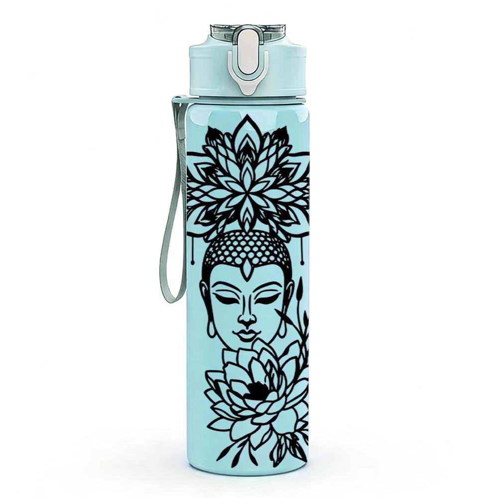 1PC Floral Headpiece Lady Line Art 750ml Color Plastic Sports Water Bottle Leakproof Flip Straw Lid Suitable for Sports Office Home Use