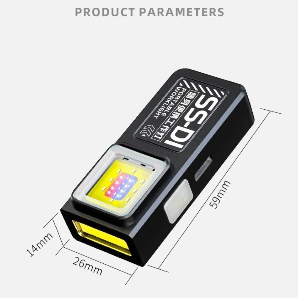 USB Rechargeable Mini COB LED Flashlight Bottom Magnetic Clip-On Handheld Work Light Powerful with COB Emergency Light