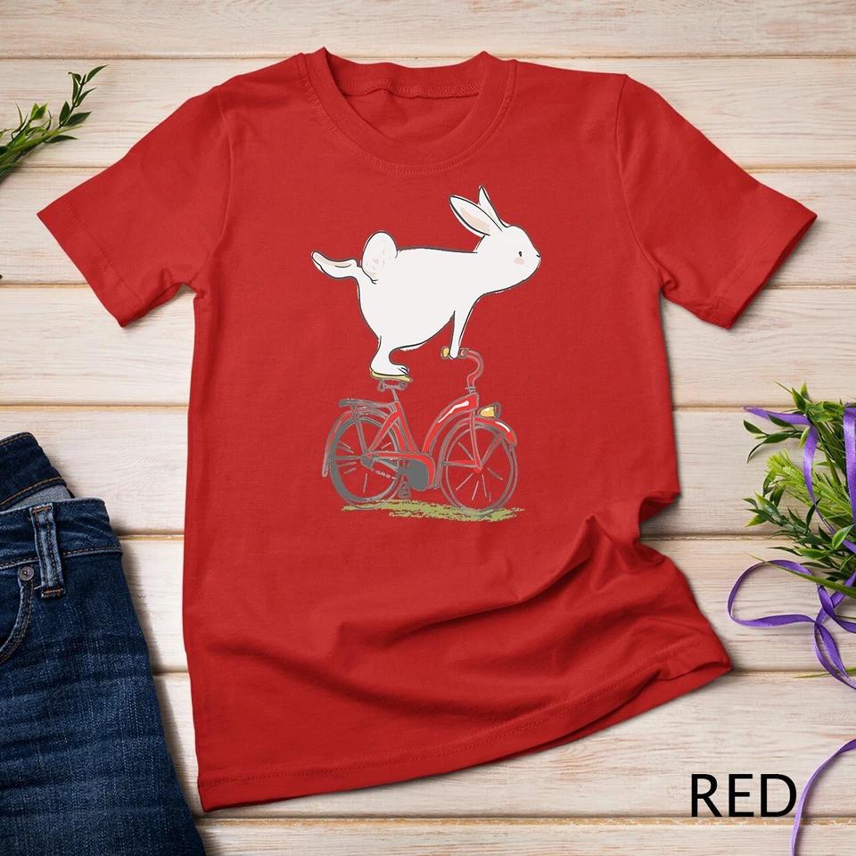 Cute Bunny Rabbit On Bike, Cycling, Bicycle T-Shirt & Gift Unisex T-shirt 6 M