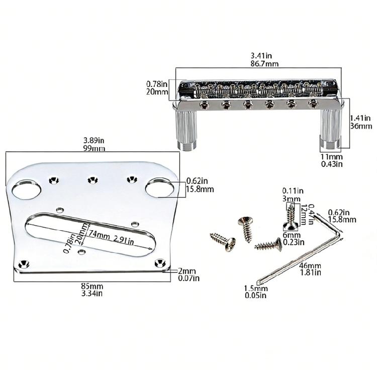 Bridge Plate & 6-Saddles Bridge Guitar Bridge Upgrade Set for B5 And B50 Guitar Accessory Improved Stability and Sustain