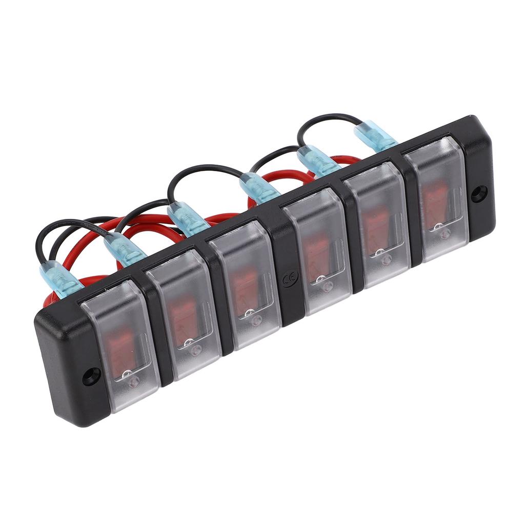 6-fach Schalterpanel vorverdrahtet Wippschalter mit Überlastschutz Rote LED Ein Aus Stromkreissteuerung