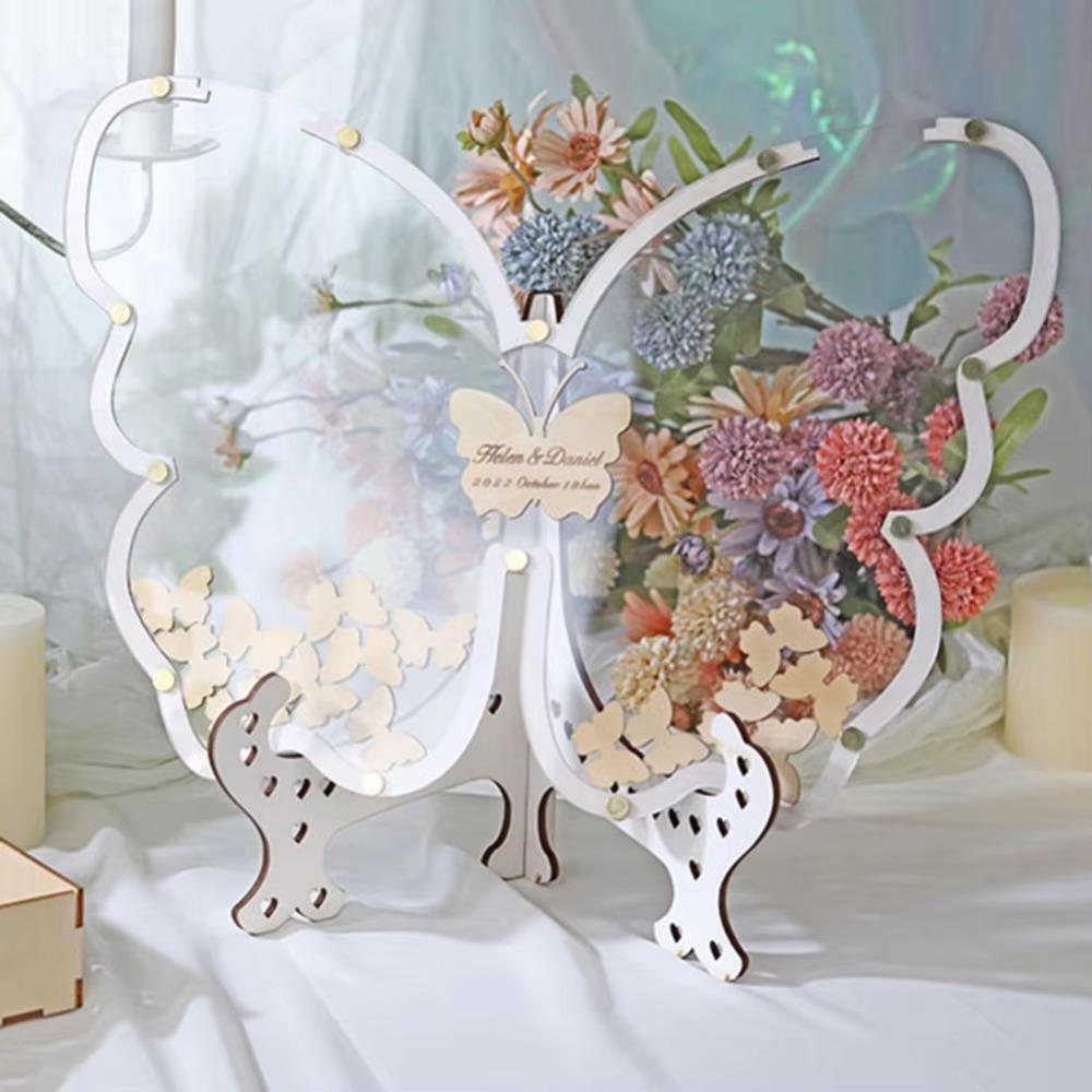 Wooden Butterfly Check-in Desk Custom Name Wedding Message Board  Birthday Party Decoration
