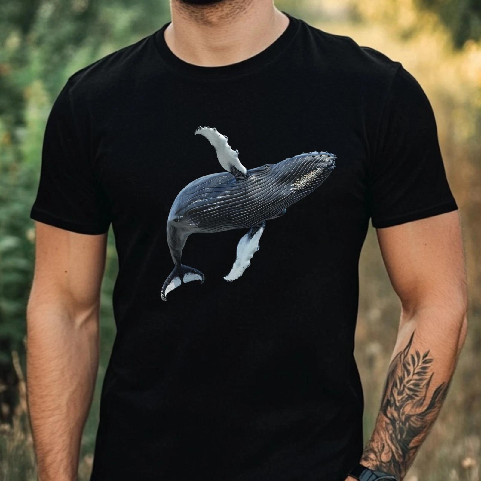 T-Shirt Herren Aquarell Buckelwal Motiv Baumwolle Größe XS bis 5XL M