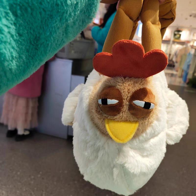 Cute Cartoon Cuckoo Chicken Plush Handbag and Makeup Bag