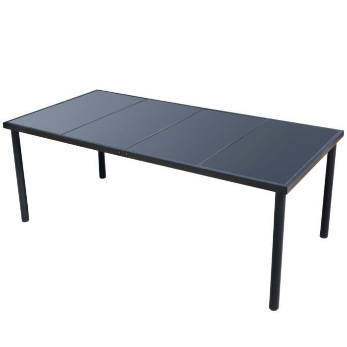 Mobilier d'extérieur - vidaXL - Ensemble 9 pcs - Acier Noir - 6 personnes - Style Contemporain