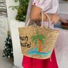 Yogodlns Spring/summer New Straw Fruit Embroidery String Casual Sweet Tote Bags Seaside Resort Atmosphere Shoulder Bags