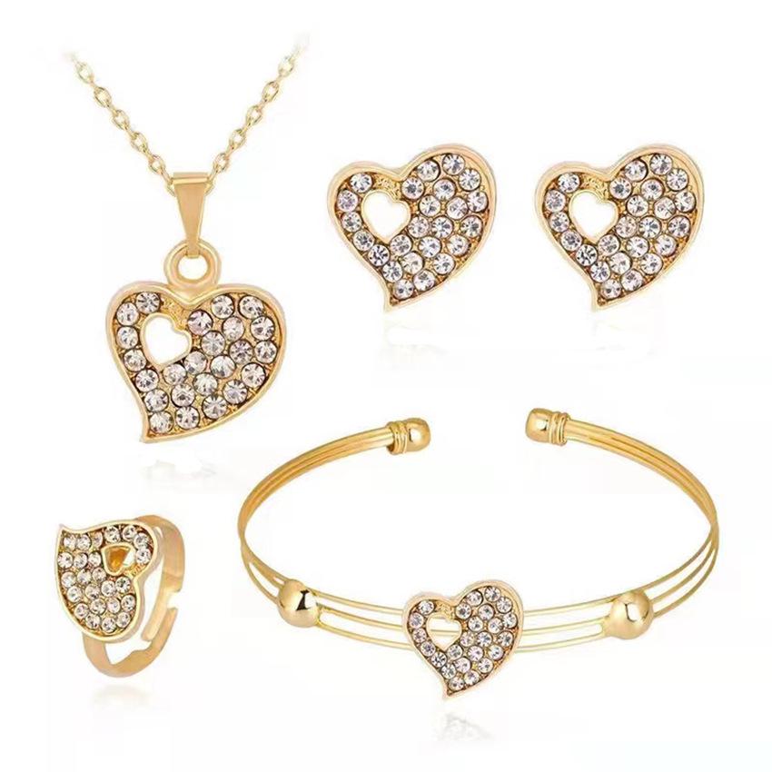Chic Rhinestone Zircon Jewelry Set: Necklace, Earrings, Ring & Watch for Women