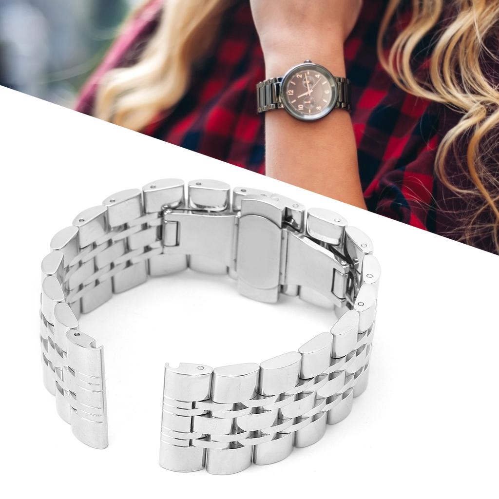 Stainless Steel Watch Band Silver       Clasp Replacement Watchband
