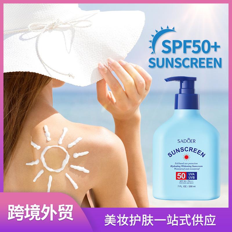 Sunscreen Lotion SPF50+ PA+++ Face Body Sunscreen Waterproof Sweat Resistant UV Protection Moisturizing 200ml