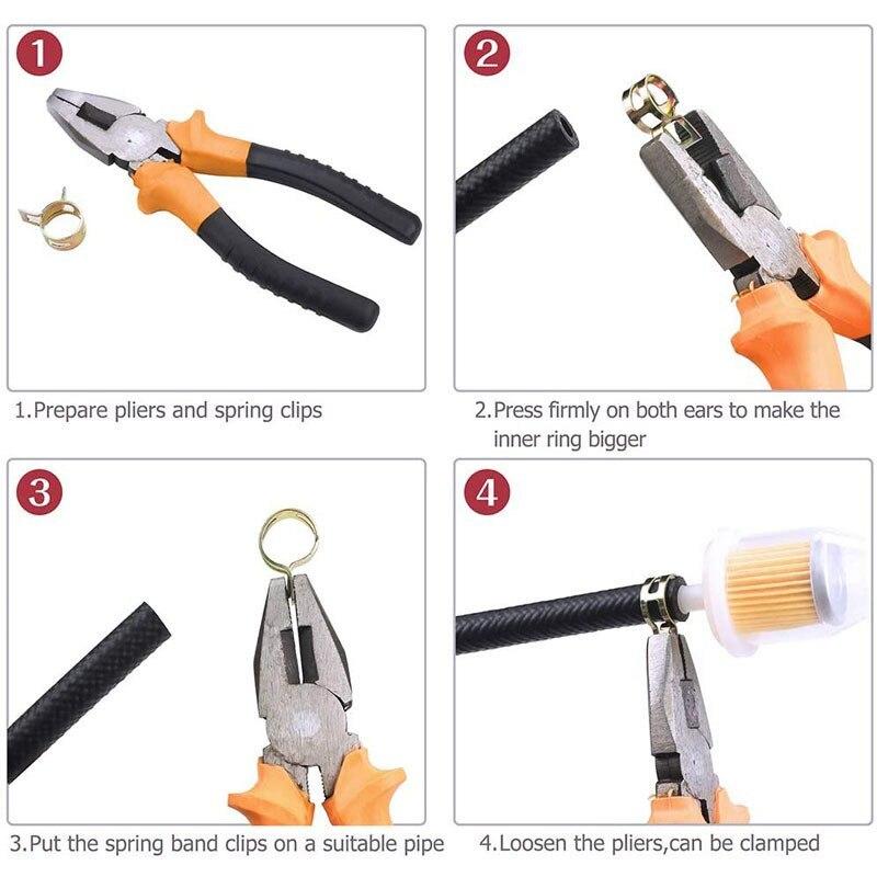 75Pcs Fuel Silicone Vacuum Hose Spring Band Type Action Metal Pipe Tube Clamp Low Pressure Air Clip Clamping Collar Kit 6mm~10mm