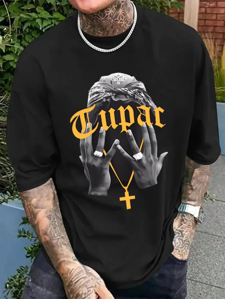 Summer Men's 3D Printed Hip hop Singers Tupac Graphic T-Shirt Round Neck Casual Women's Short Sleeve T-shirt Tee