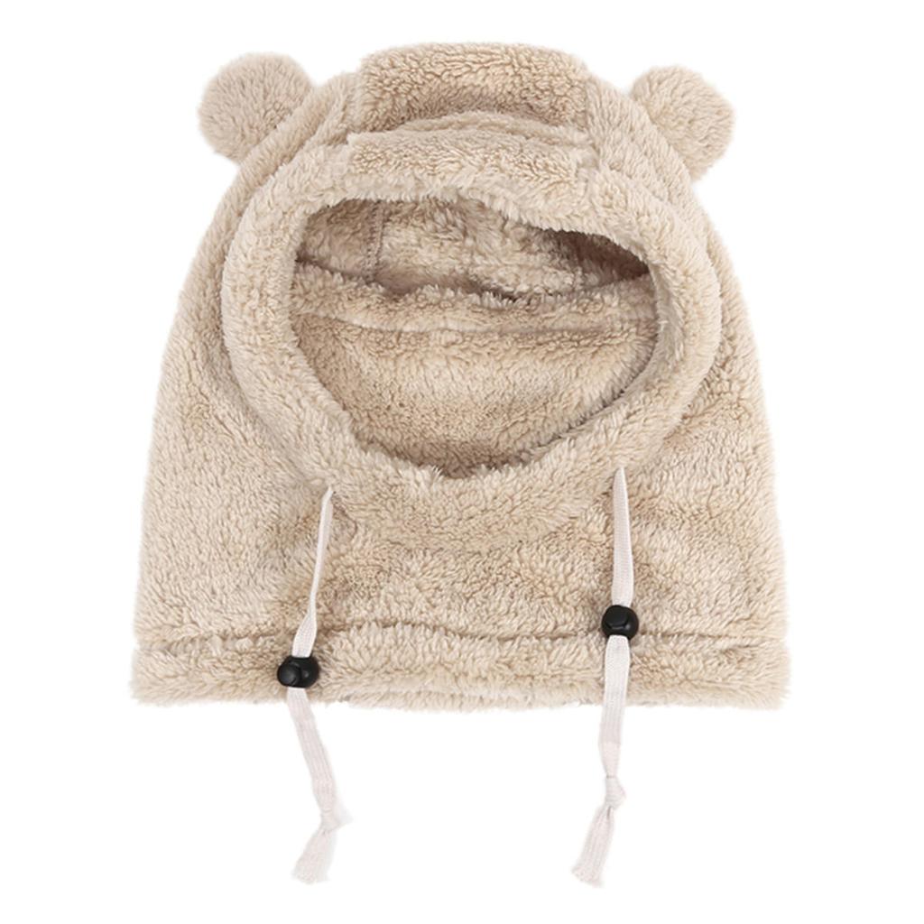 Face Cover Helmet Cap for Children Cold-proof Warm Balaclava Hat Ski Thermal Bear Ears Kids Neck Scarf Mask Integrated Hat