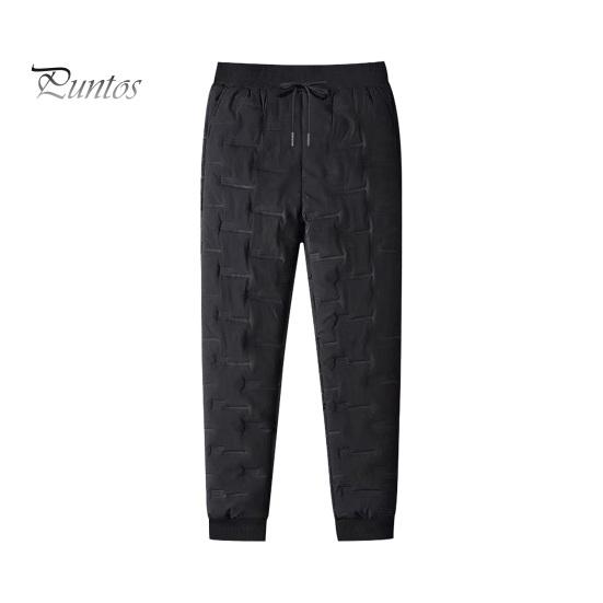 

Зимние мужские брюки с водонепроницаемой подкладкой, эластичным поясом на шнурке и карманами, однотонные уличные брюки с резинкой на щиколотке, термоштаны M чёрный
