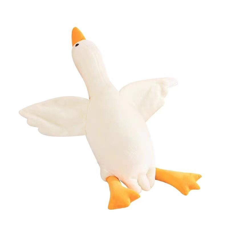 Soft Plush White Goose Doll – Cute Cartoon Throw Pillow and Bedside Leg-Clamping Toy