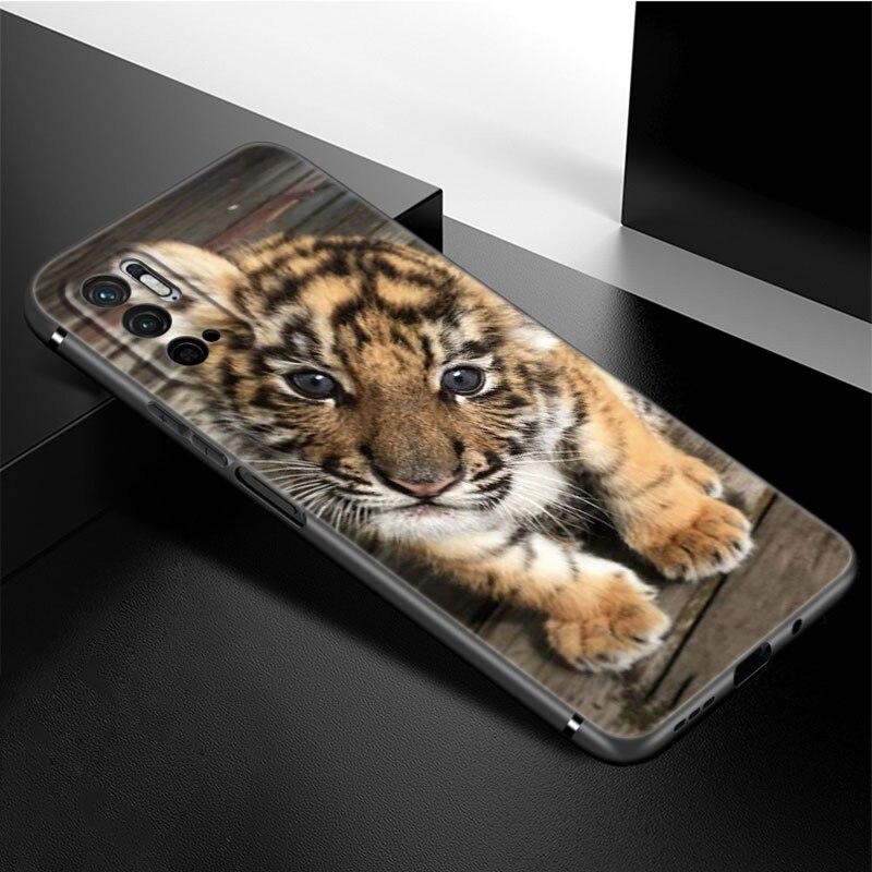 Cute Little Tiger Phone Case For Xiaomi Redmi Note 11 10 9 8 Pro 11T 5G 10T 10S 9S 9T 9i 9C 9A 8T Soft TPU Black Cover Funda