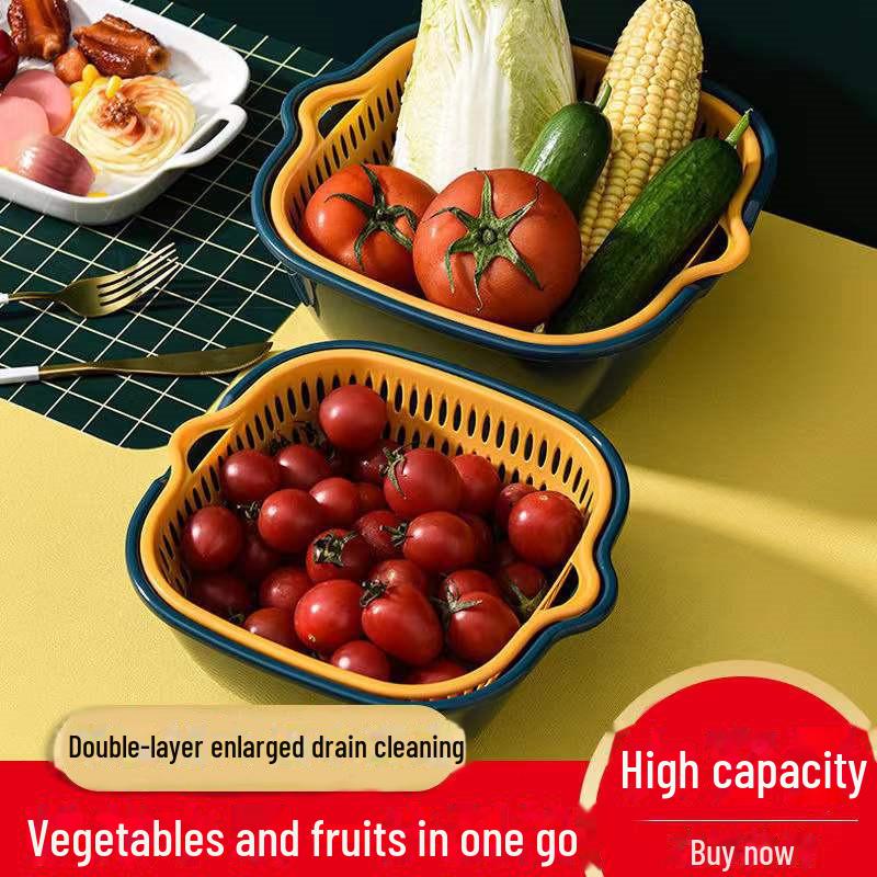 Multi-Function Double-Layer Washing Basket for Fruits & Vegetables