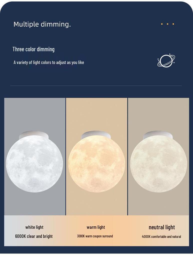 Modern Minimalist Large Creative Moon Ceiling Light for Children's Room & Bedroom