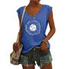 2023 Trendy Women's V-neck Print Cap Sleeve Loose T-shirt Top