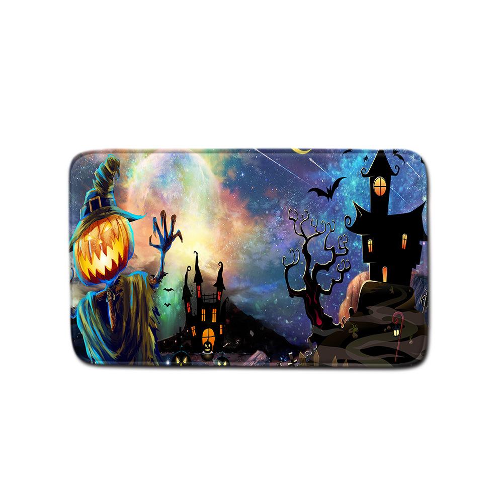 Halloween Shower Curtain Floor Mat Combination Four-Piece Set Bathroom Toilet Carpet Shower Room Foot Mat