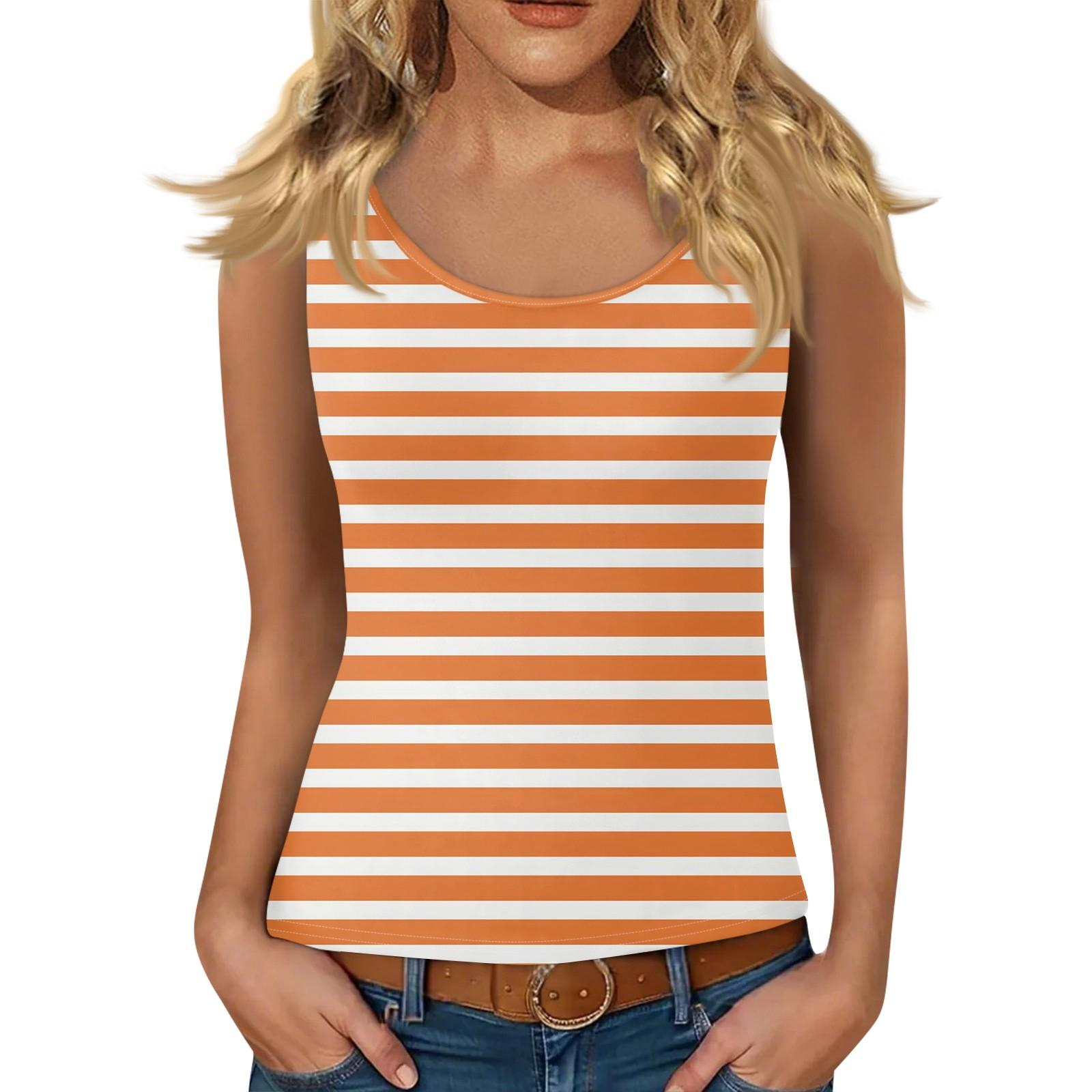Women s Low-necked Sleeveless Vest U-neck T-shirt Suspenders XL оранжевый
