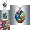 Fantasy Wave Pattern Glass Pendant Necklace With Chain For Fashion Enthusiasts