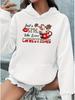 Women'S Fashion Features a Cozy Fleece Hoodie with a Christmas Print That a Loves, Complete with a Kangaroo Pocket