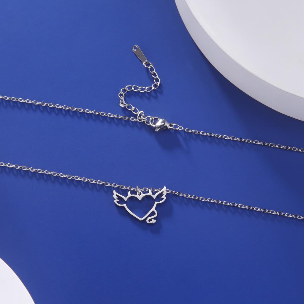 Devil Love Pendant Stainless Steel Necklace Men And Women Fashion Sweet Romantic Valentine's Day Gift Jewelry Gift