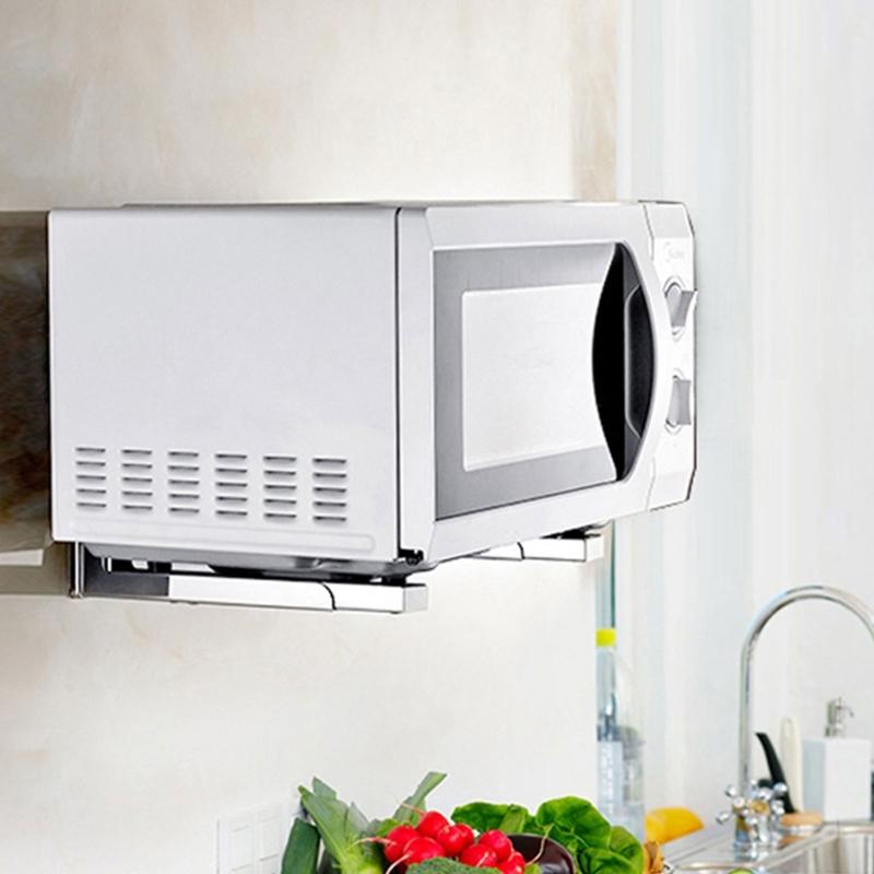 Retractable Arms Wall Shelf Wall Mount Metal Kitchen Organizers Telescopic Shelf Foldable Support Stainless Steel Mount