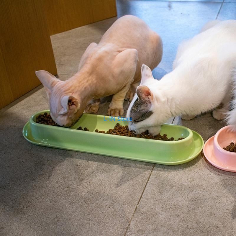 Slanted Bowls Small Dog 15° Tilted Water Feeding Dish 14in Long