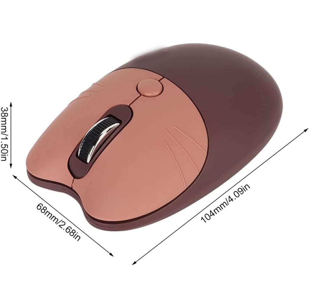 DIWOSHE Wireless Mouse with Cute Cat USB Medium Popular for Women and Compatible with and Brown Design, Wireless, Quiet, Battery-Operated, Optical,