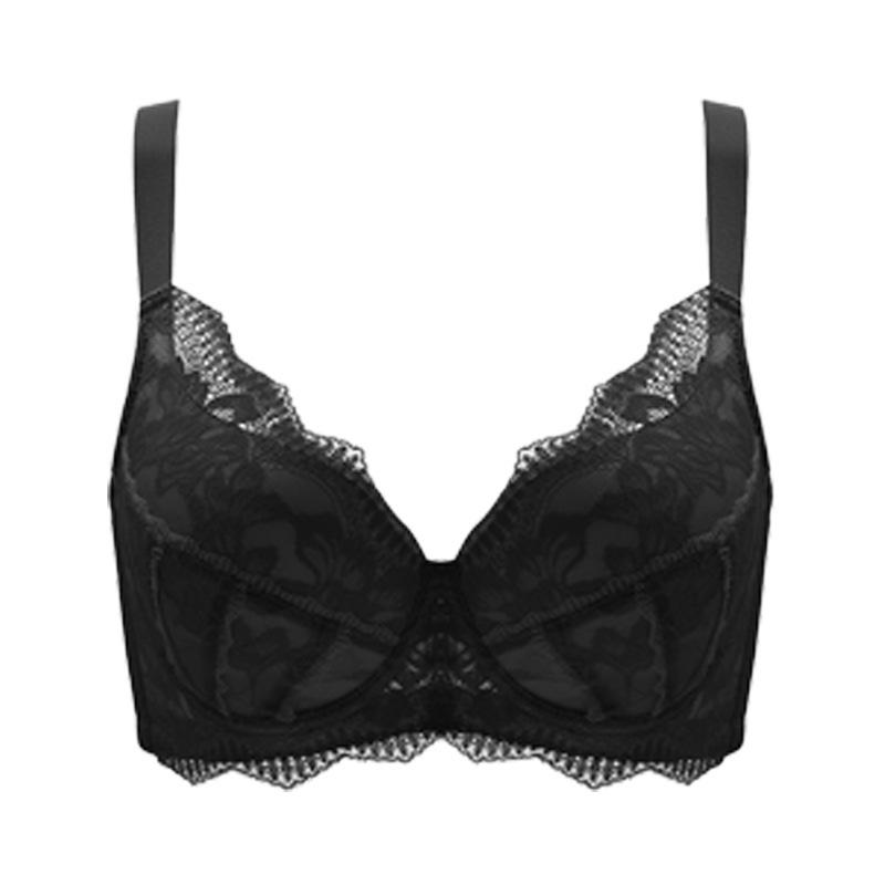 Large Size Underwear Women's Fat Mm Big Breasts Show Small Gathering, Upper Support, Anti-sagging Adjustment Type Thin Bra Cover