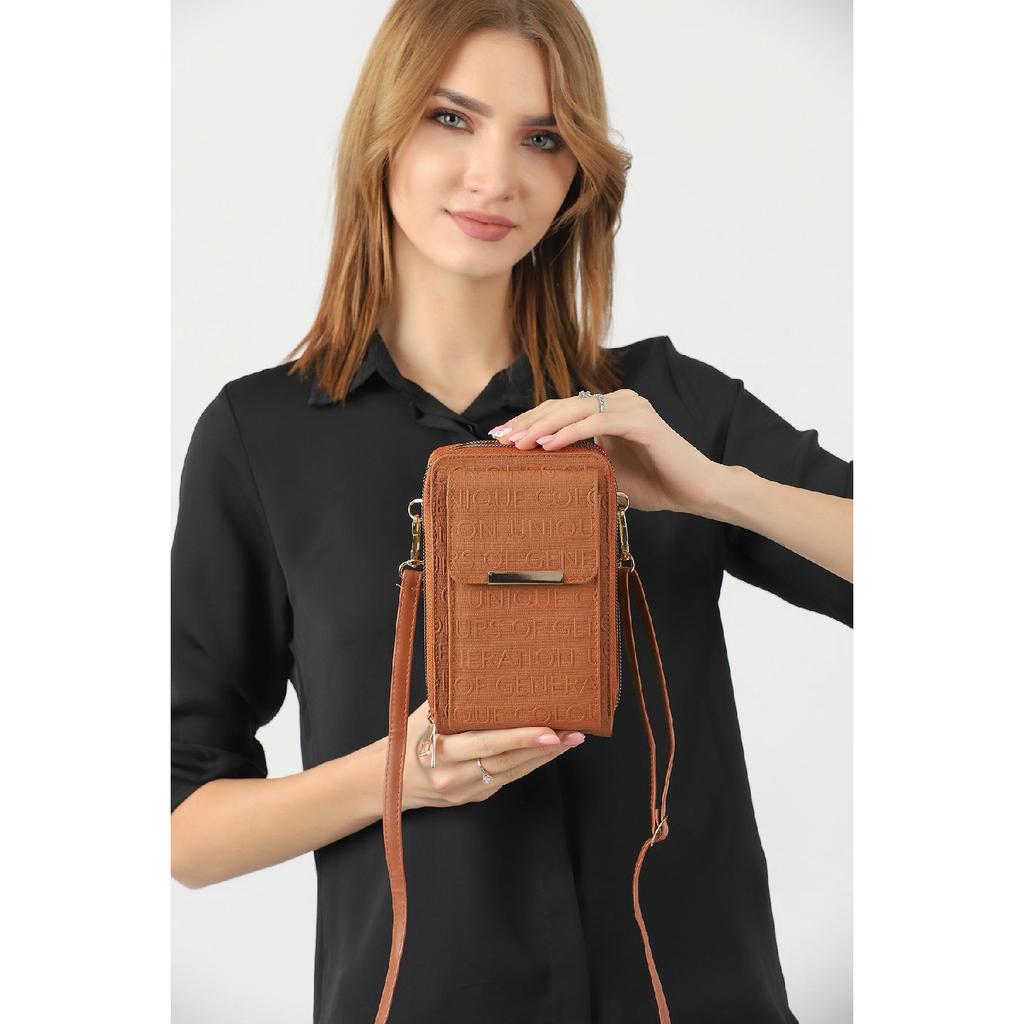 Unique Market Schwarze Damen-Handy-Umhängetasche mit 3 Fächern