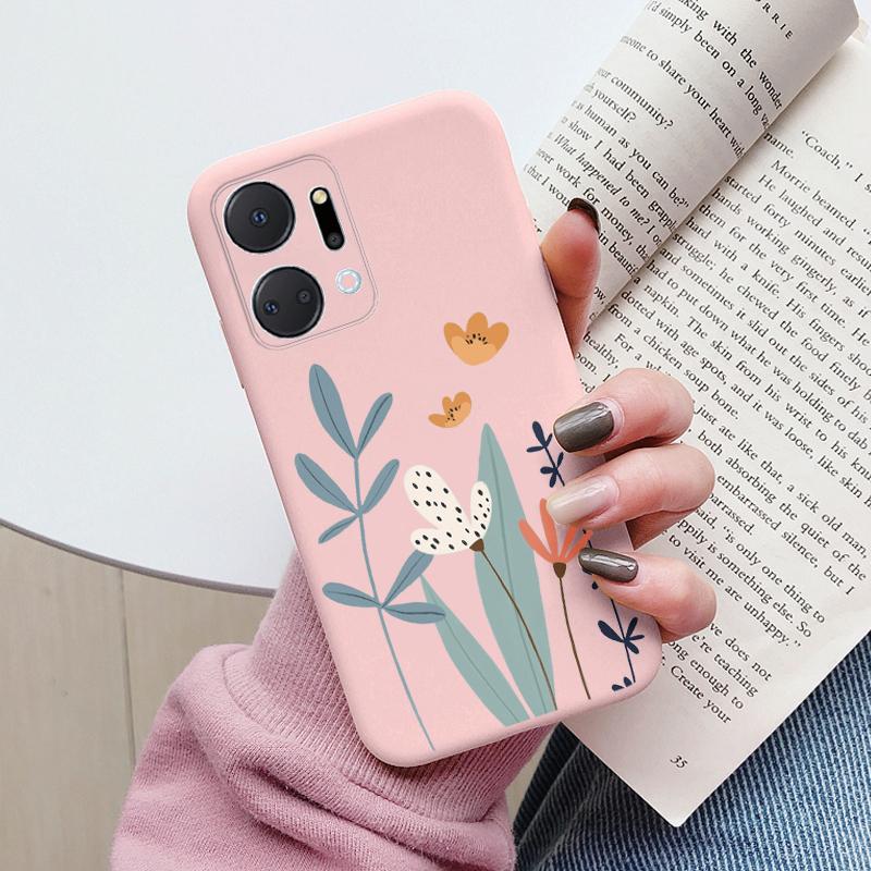 Case For Honor X7a 6.75 inch Cute Heart Flower Back Cover Soft Silicone Matte Protective Funda For Honor X7b X7c X7d X8b X8c TPU