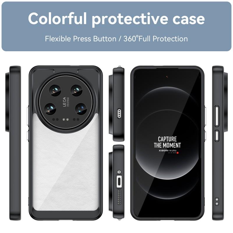 For Xiaomi 14 Ultra Phone Case WANLONFENG XC Series TPU Acrylic Cover with Tempered Glass (Big Lens Hole)