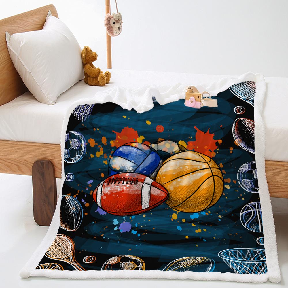 Basketball Sports Blanket Lamb Fleece Crystal Fleece Double Blanket Blanket